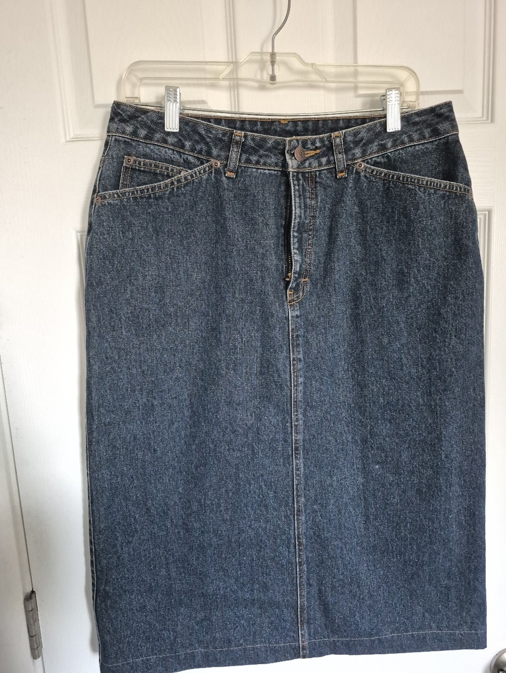 Classic Dark Blue Denim Skirt - RG Brown